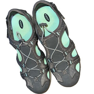 Dr. Scholl’s Cancun Fisherman Sandal Womens 8M Grey/Light Blue Sport Walking
